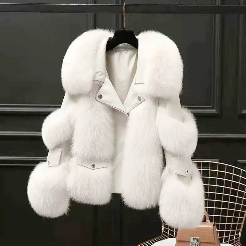 Women's Jacket with Artificial Fox Fur, Extra Thick, Warm, New