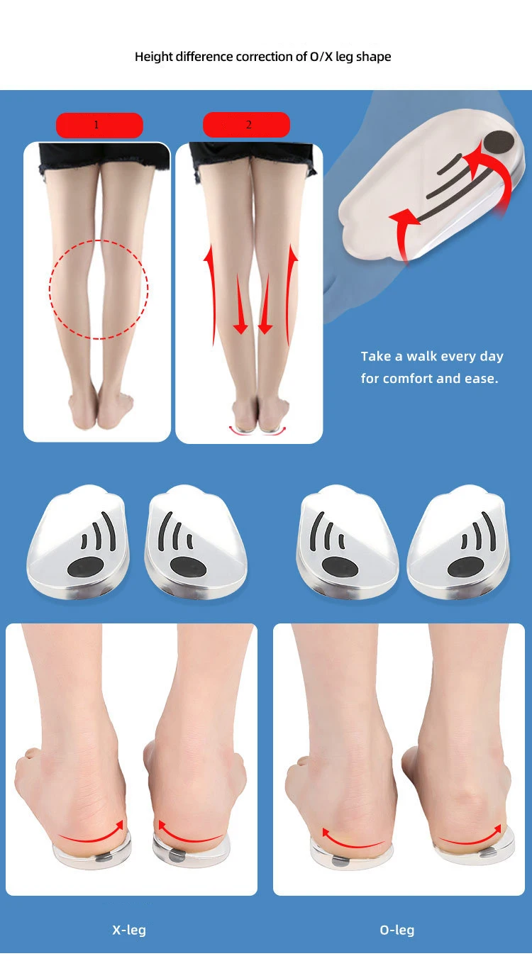 Silicone Gel Orthopedic Insoles for Feet Magnet Massage Insole O/X Leg Type Valgus Varus Correction Plantar Fasciitis Feet Care