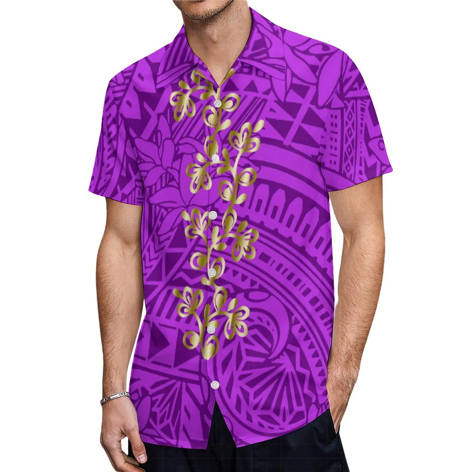 Custom Logo Pacific Island Art Sustainable Ruffle Sleeve Dress Hawaii Tribal Polynesian Hibiscus Sublimation Print Short Dresses