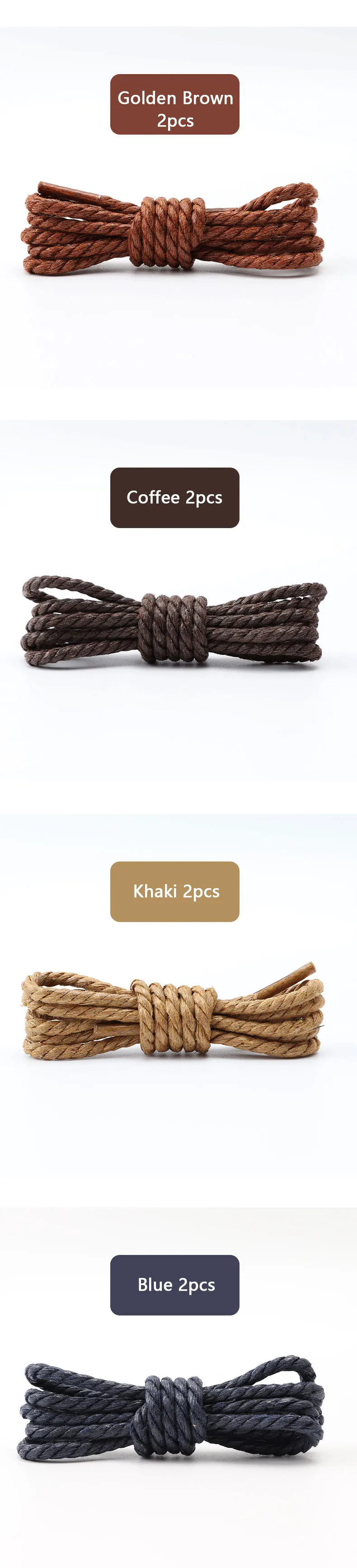 Round Shoelaces Waxing Waterproof Cotton Shoe Laces Used for Boots Casual Leather Unisex Shoelace Twist Shoes Lace Accesories