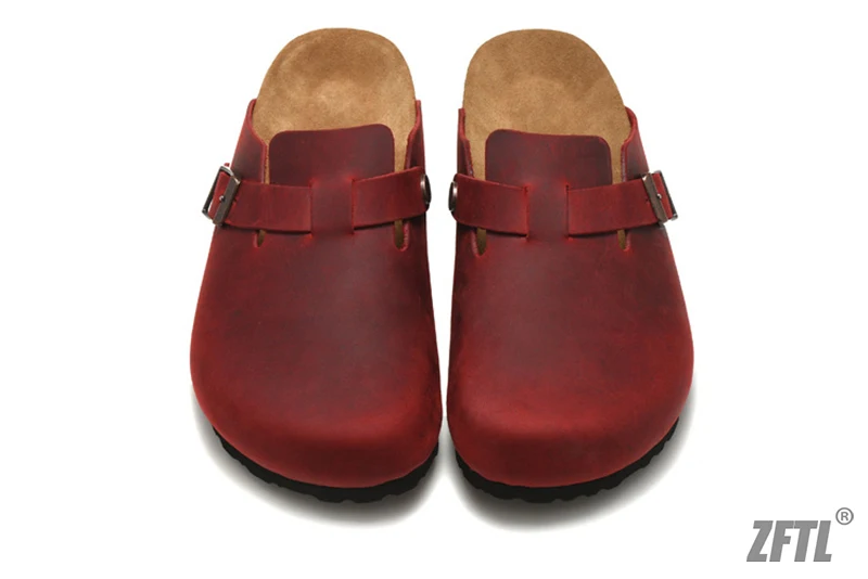 ZFTL Cork Slippers Genuine Leather Round toe slippers Couple slippers Man Outdoor Casual Sandals Women Suede sandals Brand 2025