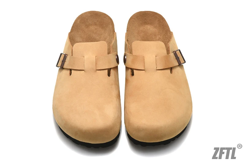 ZFTL Cork Slippers Genuine Leather Round toe slippers Couple slippers Man Outdoor Casual Sandals Women Suede sandals Brand 2025