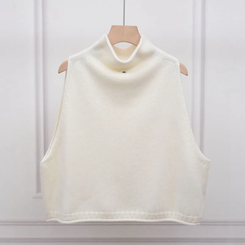 Cashmere Vest for Women, High Neck Pullover, Casual Knit Top, Sleeveless Jacket, Plus Size Waistcoat, Autumn and Winter