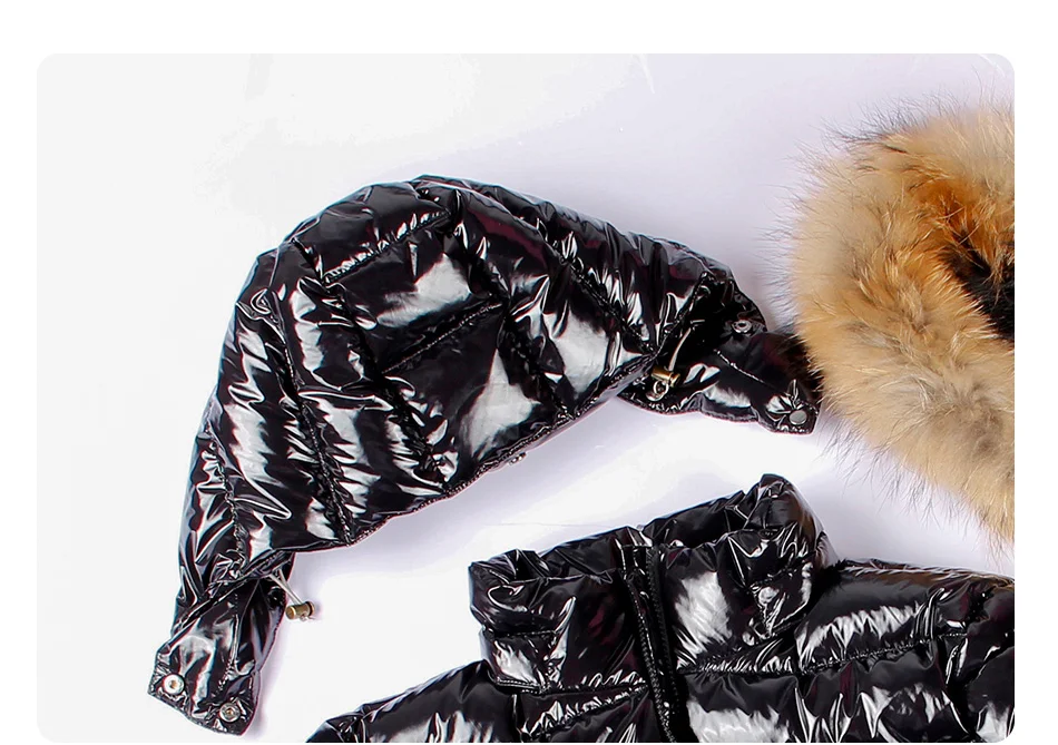 Maomaokong Winter waterproof Jacket Women Real White Duck Down Lining Coat natural Raccoon Fur Collar Warm Black down jacket