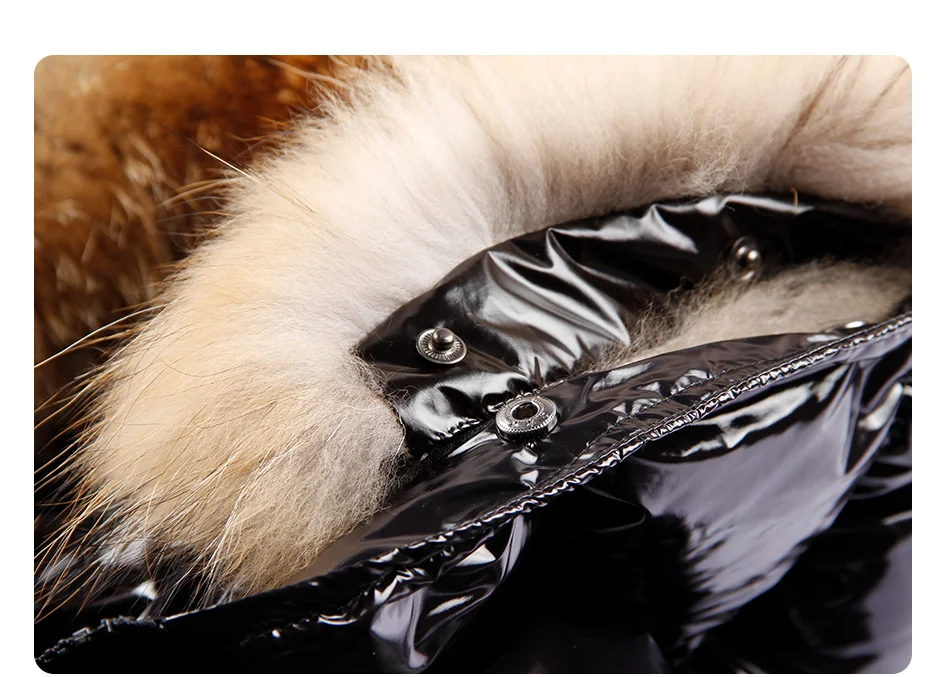 Maomaokong Winter waterproof Jacket Women Real White Duck Down Lining Coat natural Raccoon Fur Collar Warm Black down jacket