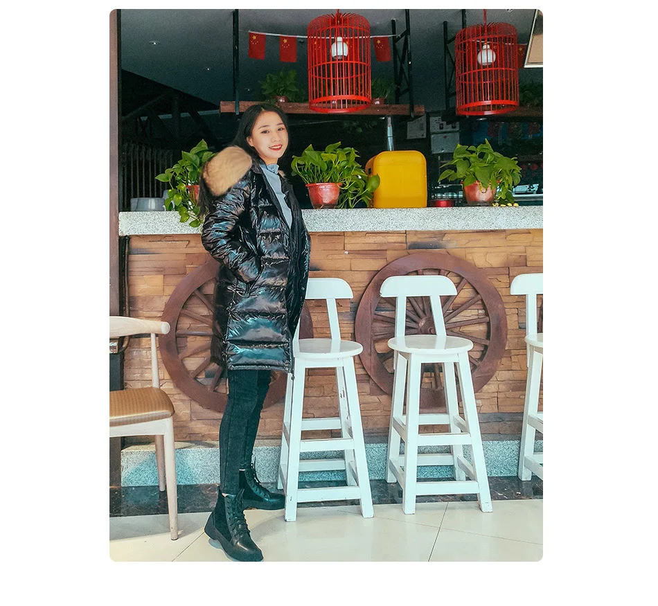 Maomaokong Winter waterproof Jacket Women Real White Duck Down Lining Coat natural Raccoon Fur Collar Warm Black down jacket