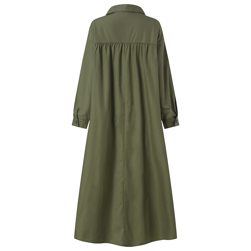 ZANZEA 2025 Autumn Sundress Stylish Women Long Sleeve Loose Dress Casual Solid Maxi Long Dresses Robe Femme Work Vestidos Kaftan