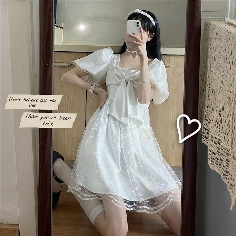 Women Lolita Dress Kawaii Elegant Vintage Dresses 2022 Summer Sweet Cute Fashion Fairy Party Dresses