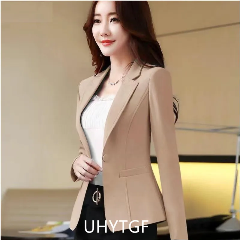 UHYTGF 2022 Fashion Small Blazers Jacket Women's Long-Sleeved Slim Short Tops Female Temperament Casual Spring Coats Ladies 2130