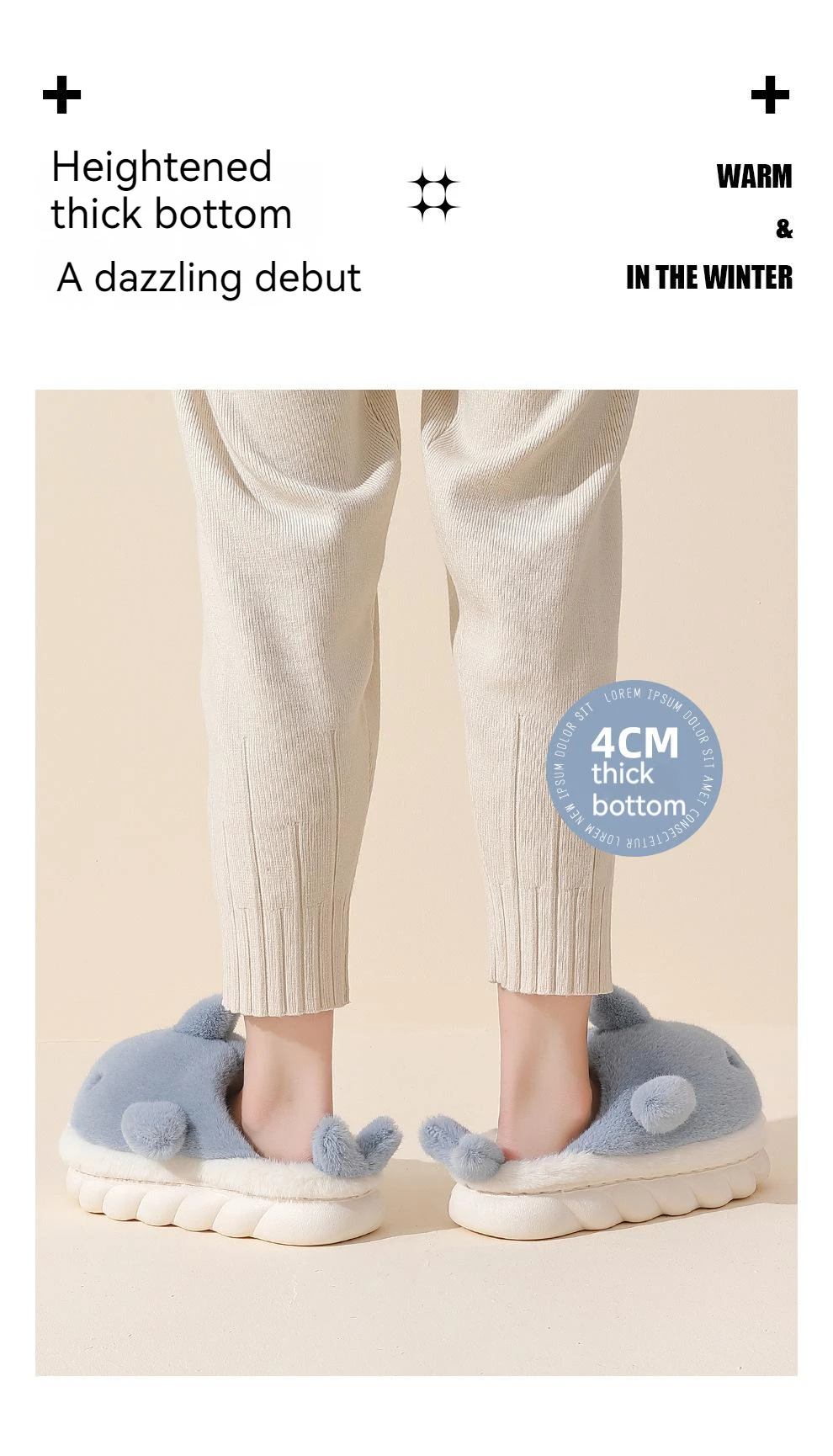 Cute Shark Cotton Slippers Women's Autumn And Winter Home Indoor Non-slip Warm Thick Bottom Household Couple Wool Slippers