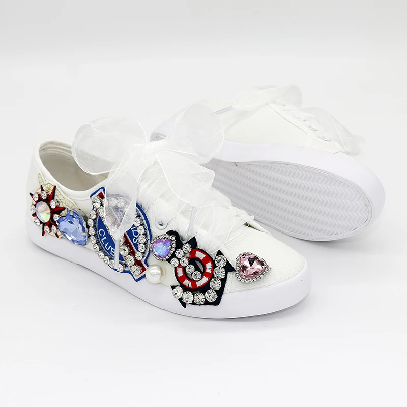 Women Casual Flat Skate Shoes Ribbon Lace Up Sneakers Comfortable Round Head Non-slip Design White for Woman Girl Size 35-44