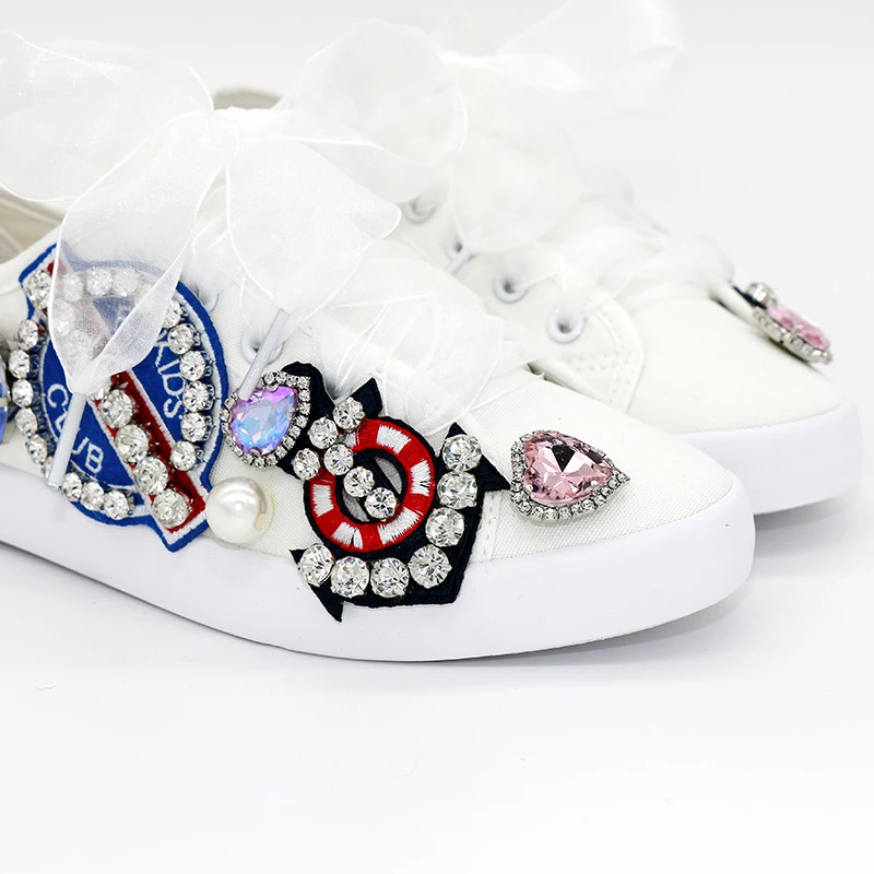 Women Casual Flat Skate Shoes Ribbon Lace Up Sneakers Comfortable Round Head Non-slip Design White for Woman Girl Size 35-44