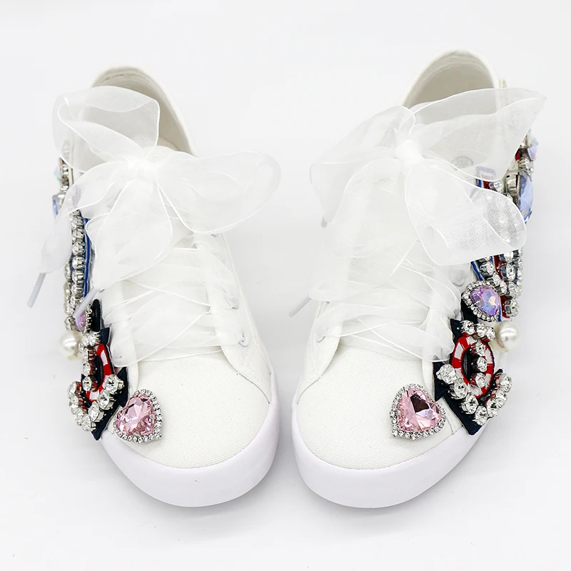 Women Casual Flat Skate Shoes Ribbon Lace Up Sneakers Comfortable Round Head Non-slip Design White for Woman Girl Size 35-44
