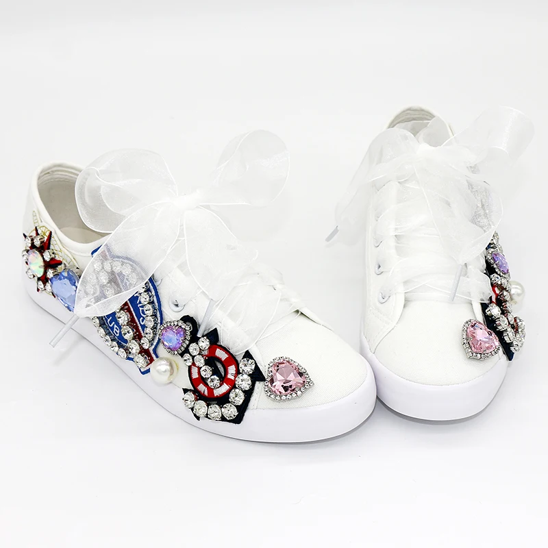 Women Casual Flat Skate Shoes Ribbon Lace Up Sneakers Comfortable Round Head Non-slip Design White for Woman Girl Size 35-44