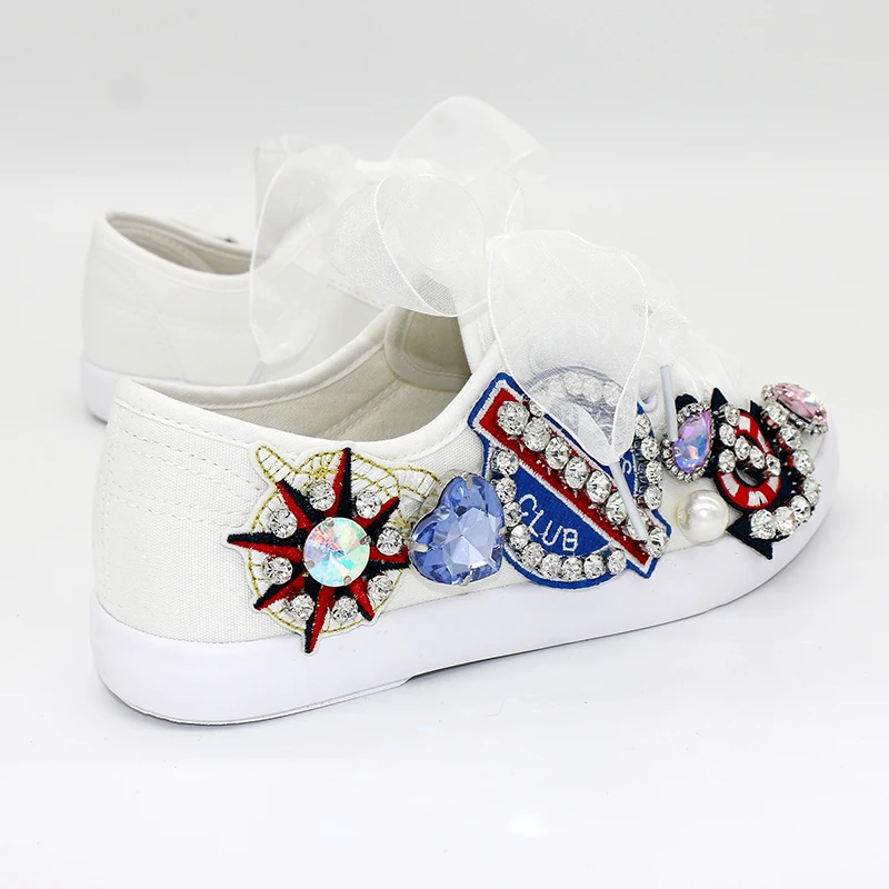 Women Casual Flat Skate Shoes Ribbon Lace Up Sneakers Comfortable Round Head Non-slip Design White for Woman Girl Size 35-44
