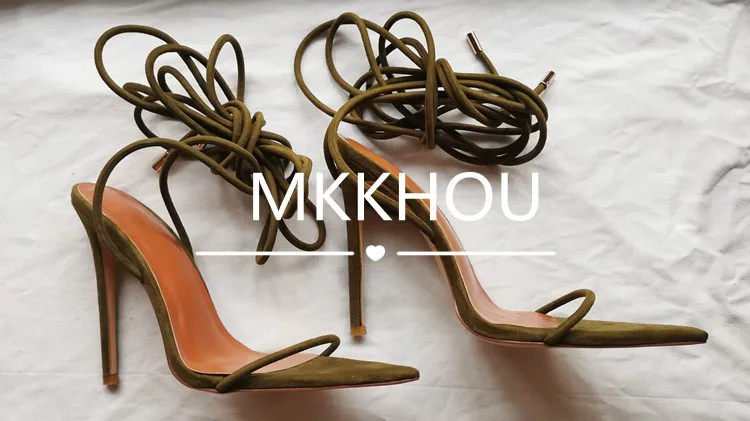 MKKHOU Fashion Sandals Women New Roman Ankle Strap Sexy Straps Cross Stilettos 12cm High Heels Summer Modern Shoes Large Size