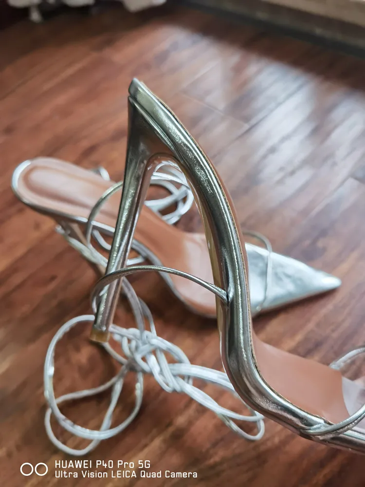 MKKHOU Fashion Sandals Women New Roman Ankle Strap Sexy Straps Cross Stilettos 12cm High Heels Summer Modern Shoes Large Size