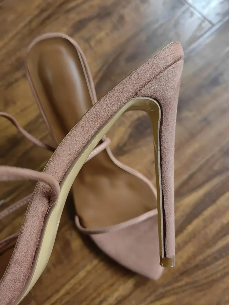MKKHOU Fashion Sandals Women New Roman Ankle Strap Sexy Straps Cross Stilettos 12cm High Heels Summer Modern Shoes Large Size