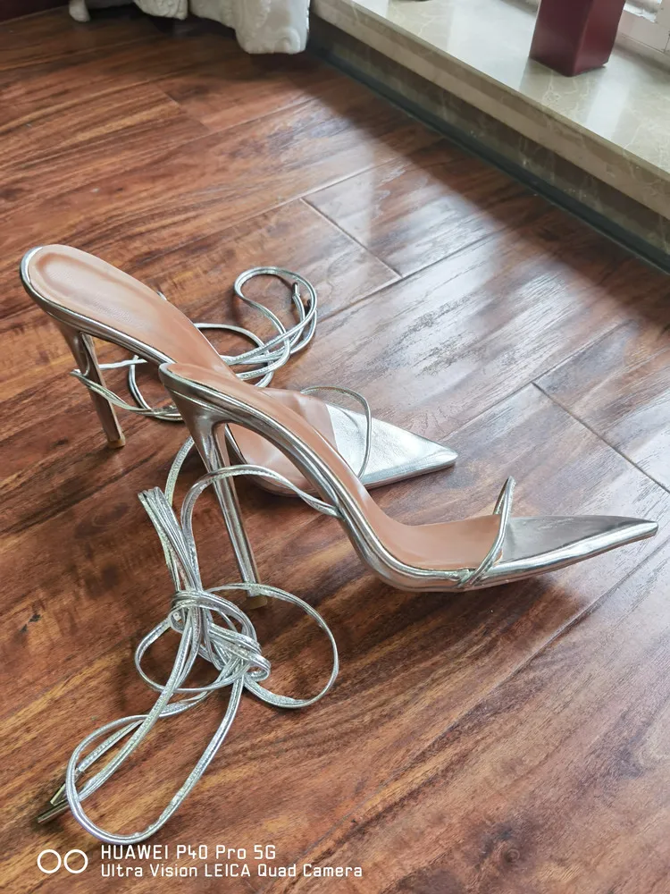 MKKHOU Fashion Sandals Women New Roman Ankle Strap Sexy Straps Cross Stilettos 12cm High Heels Summer Modern Shoes Large Size
