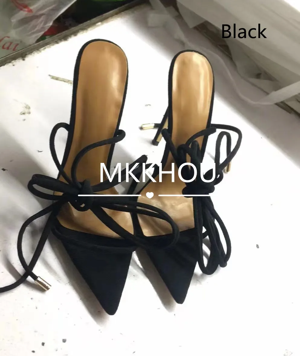 MKKHOU Fashion Sandals Women New Roman Ankle Strap Sexy Straps Cross Stilettos 12cm High Heels Summer Modern Shoes Large Size