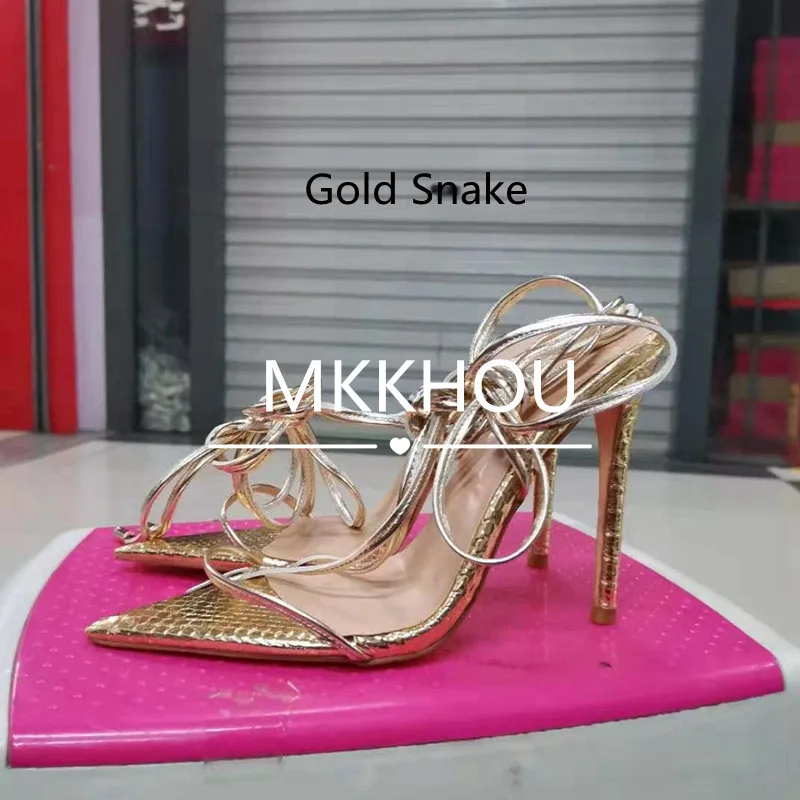 MKKHOU Fashion Sandals Women New Roman Ankle Strap Sexy Straps Cross Stilettos 12cm High Heels Summer Modern Shoes Large Size