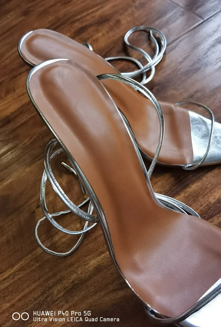 MKKHOU Fashion Sandals Women New Roman Ankle Strap Sexy Straps Cross Stilettos 12cm High Heels Summer Modern Shoes Large Size