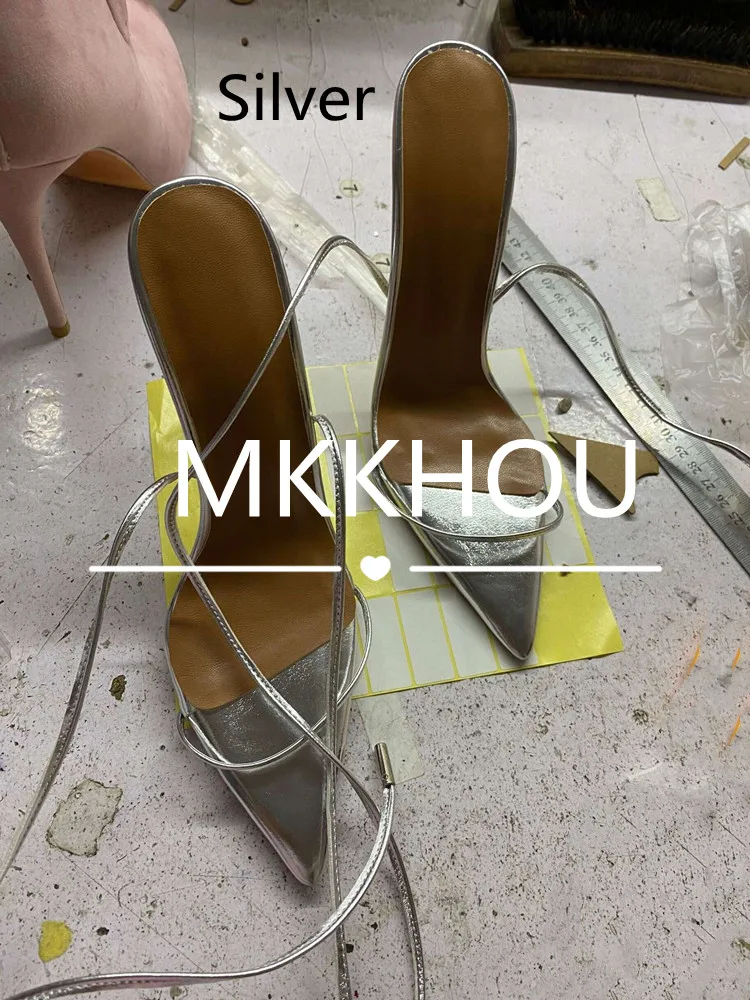 MKKHOU Fashion Sandals Women New Roman Ankle Strap Sexy Straps Cross Stilettos 12cm High Heels Summer Modern Shoes Large Size
