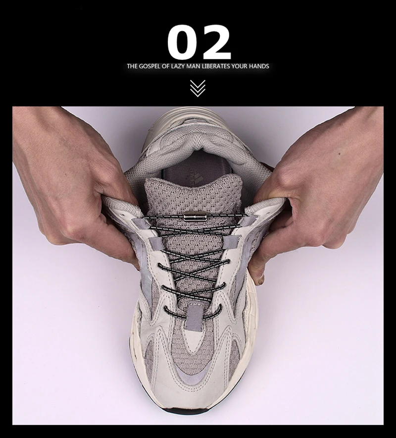 Elastic Shoelaces Reflective No Tie Shoelace Child Adult Unisex Convenient Quick Lock Lazy Laces Metal Tip Round Shoe Lace