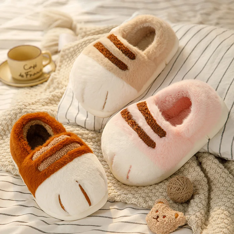 Soft Furry Slippers For Home Man Plush Fuzzy Home Shoes Slippers For Boys Funny Animal Slides Men's Bear Paw Slippers Cosplay