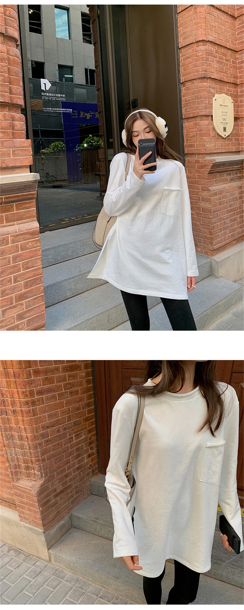 LMQ New 2020 Women Autumn Winter O Neck Solid Bottoming Thicken Long T-Shirts Oversize Korean Wild Minimalist Style Tops Tee