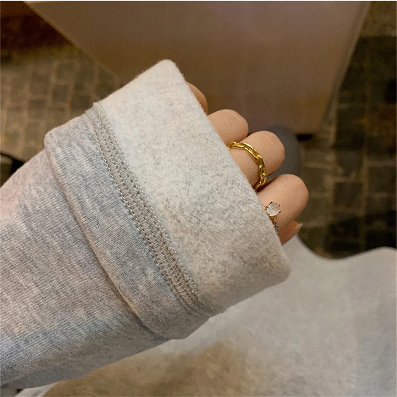 LMQ New 2020 Women Autumn Winter O Neck Solid Bottoming Thicken Long T-Shirts Oversize Korean Wild Minimalist Style Tops Tee