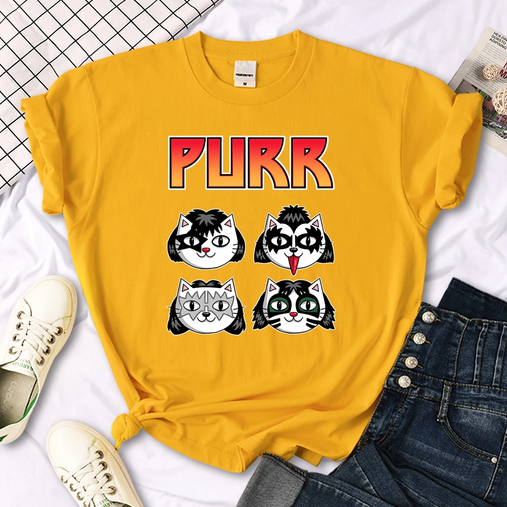 Cat Printing Female T-shirts Fashion Style Clothes Oversize T-shirt Harajuku Basic Clothing Summer Spring Gothic Women Tshirts