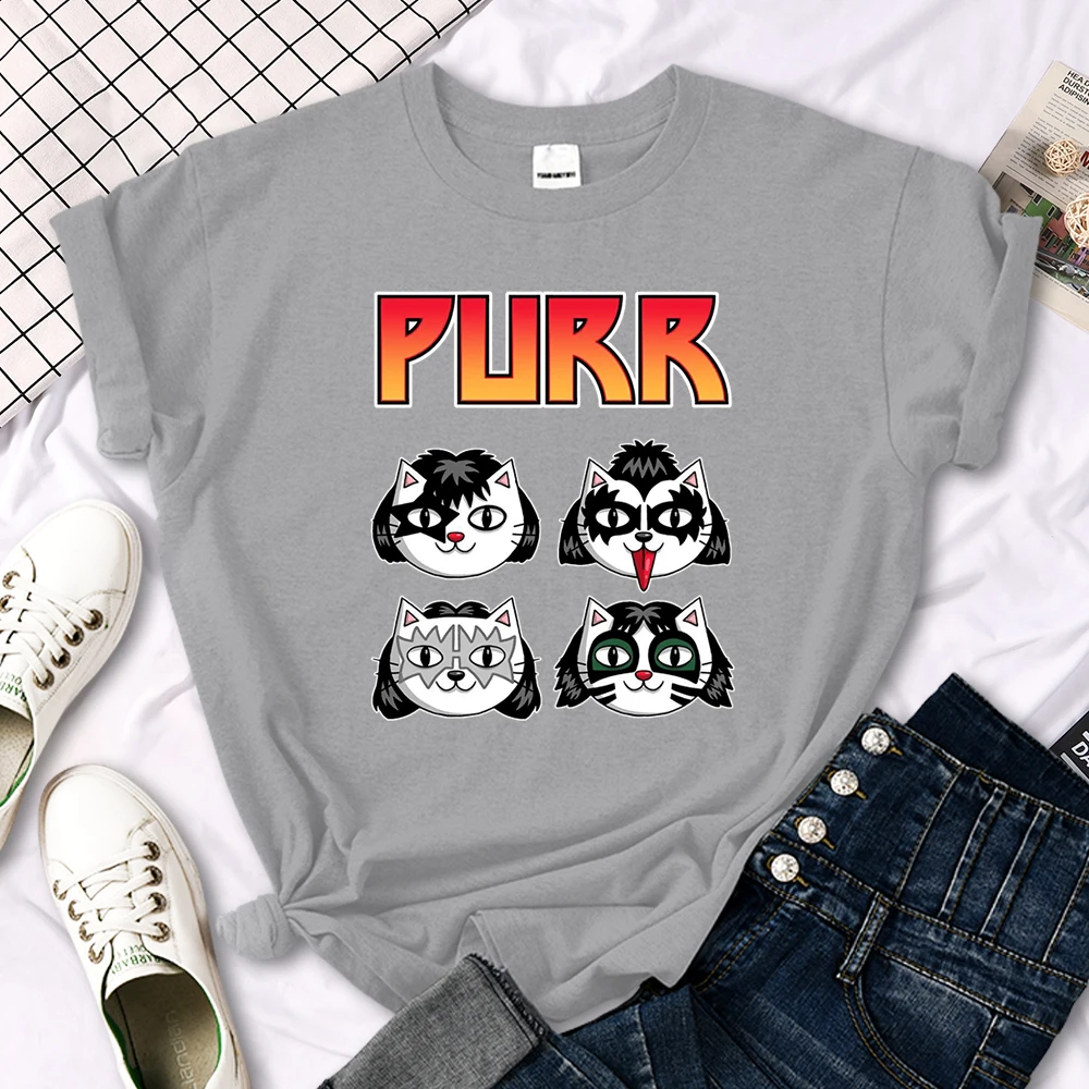 Cat Printing Female T-shirts Fashion Style Clothes Oversize T-shirt Harajuku Basic Clothing Summer Spring Gothic Women Tshirts
