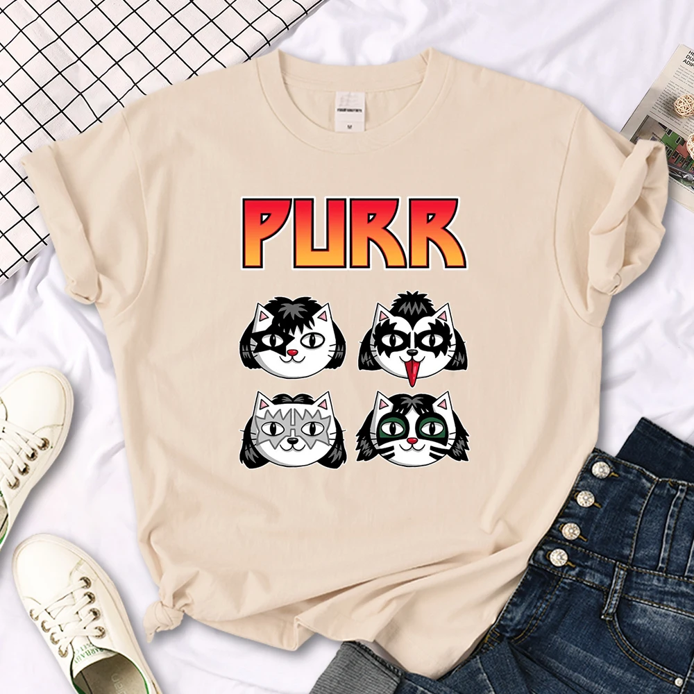 Cat Printing Female T-shirts Fashion Style Clothes Oversize T-shirt Harajuku Basic Clothing Summer Spring Gothic Women Tshirts