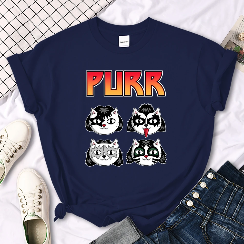 Cat Printing Female T-shirts Fashion Style Clothes Oversize T-shirt Harajuku Basic Clothing Summer Spring Gothic Women Tshirts