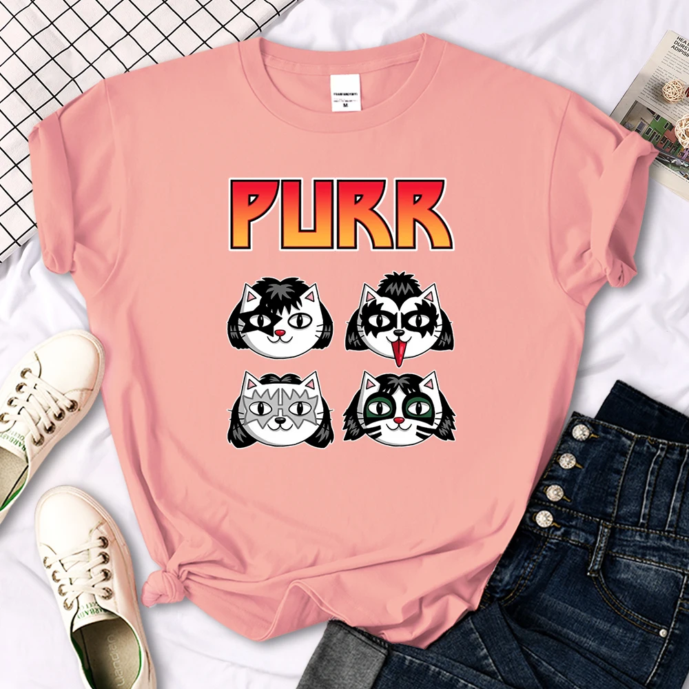 Cat Printing Female T-shirts Fashion Style Clothes Oversize T-shirt Harajuku Basic Clothing Summer Spring Gothic Women Tshirts