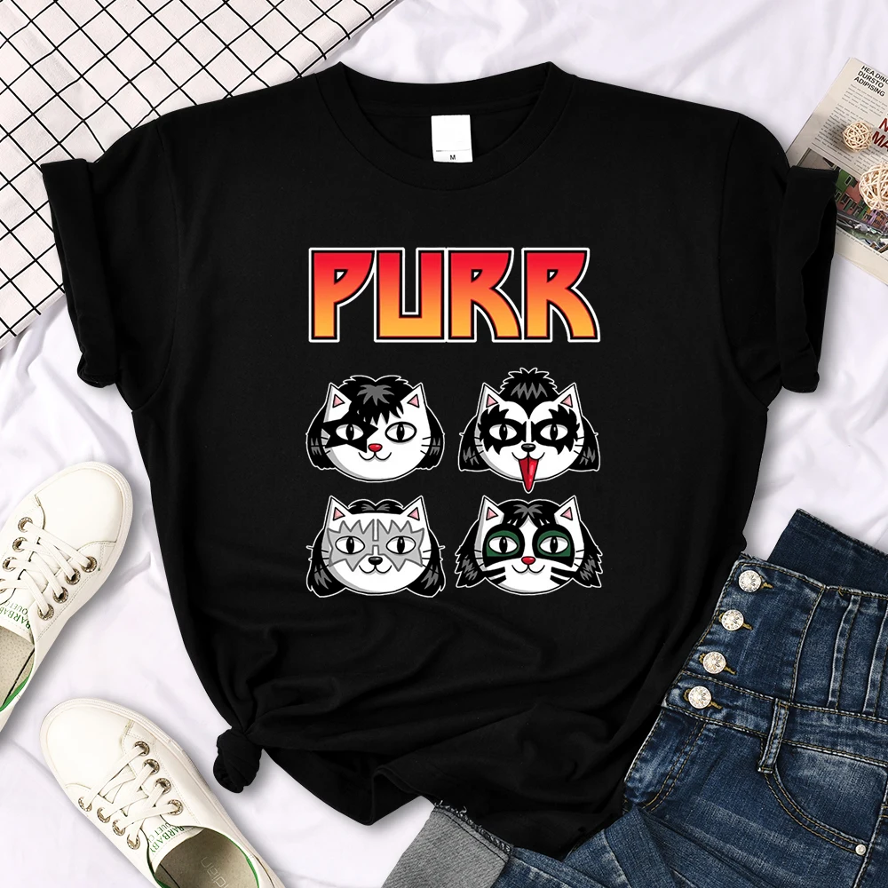 Cat Printing Female T-shirts Fashion Style Clothes Oversize T-shirt Harajuku Basic Clothing Summer Spring Gothic Women Tshirts