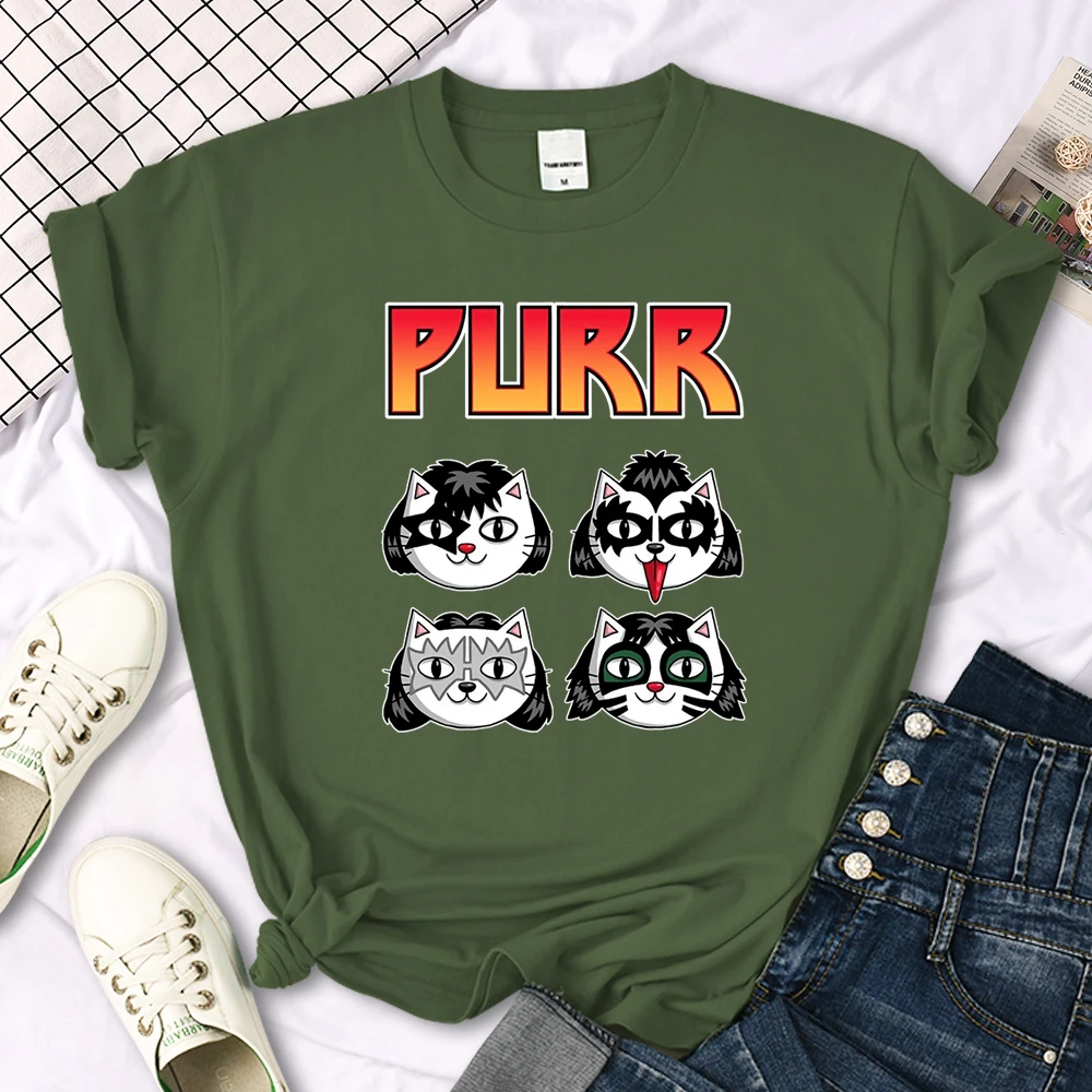 Cat Printing Female T-shirts Fashion Style Clothes Oversize T-shirt Harajuku Basic Clothing Summer Spring Gothic Women Tshirts
