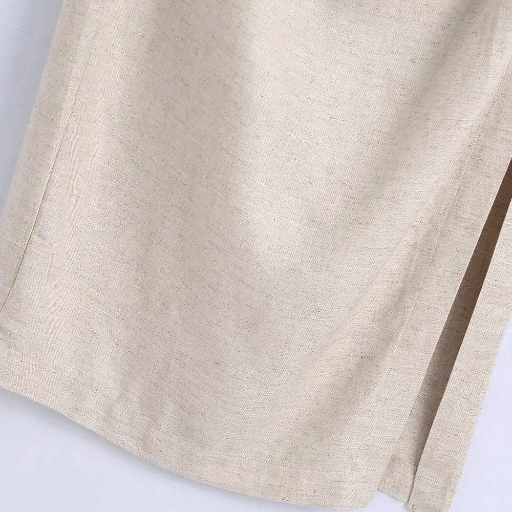 2021 Summer Women gray TurnDown Collar Long sleeve slim short shirt Female Side Slit Folds skirt Ladies casual Two pieces set