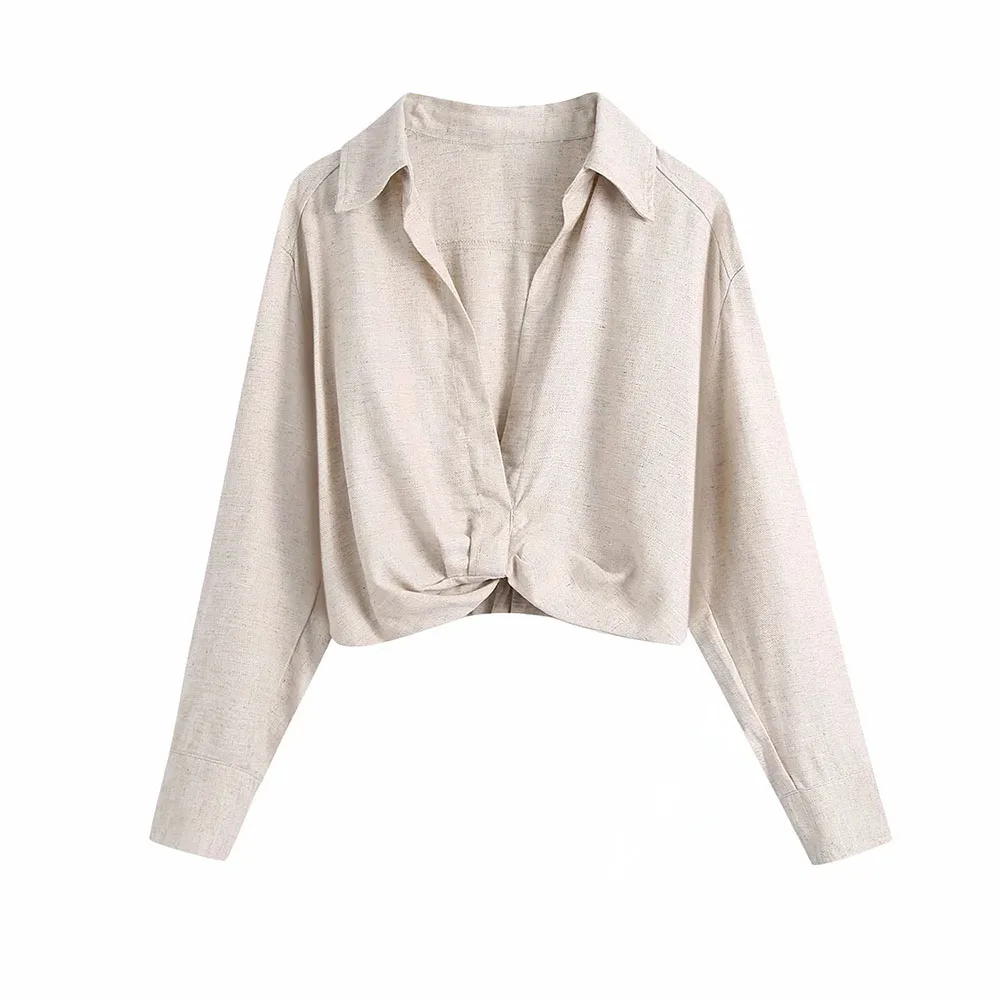 2021 Summer Women gray TurnDown Collar Long sleeve slim short shirt Female Side Slit Folds skirt Ladies casual Two pieces set
