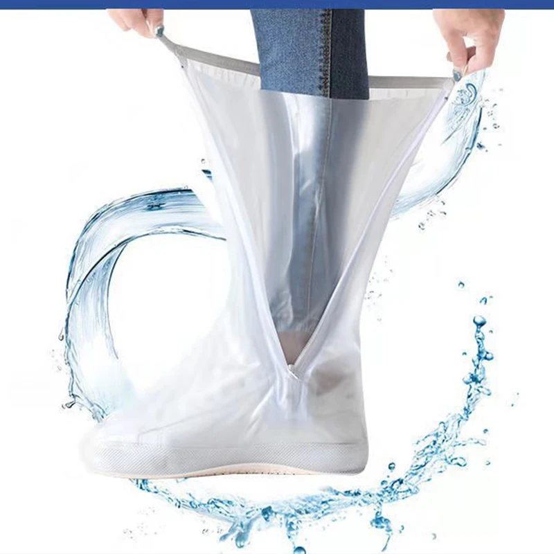 2023 New High Tube Waterproof Shoe Cover Long Length Slip-resistant Zipper Rain Boots Overshoes Waterproof Rainy Days Useful