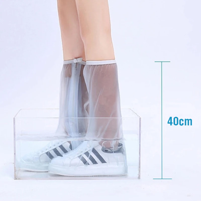2023 New High Tube Waterproof Shoe Cover Long Length Slip-resistant Zipper Rain Boots Overshoes Waterproof Rainy Days Useful