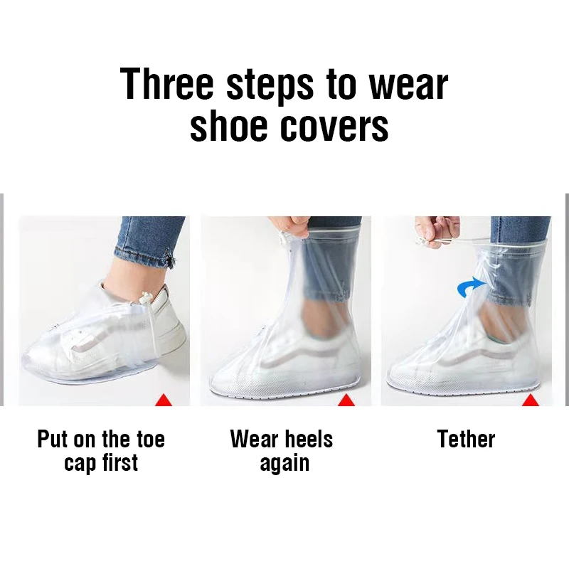2023 New High Tube Waterproof Shoe Cover Long Length Slip-resistant Zipper Rain Boots Overshoes Waterproof Rainy Days Useful