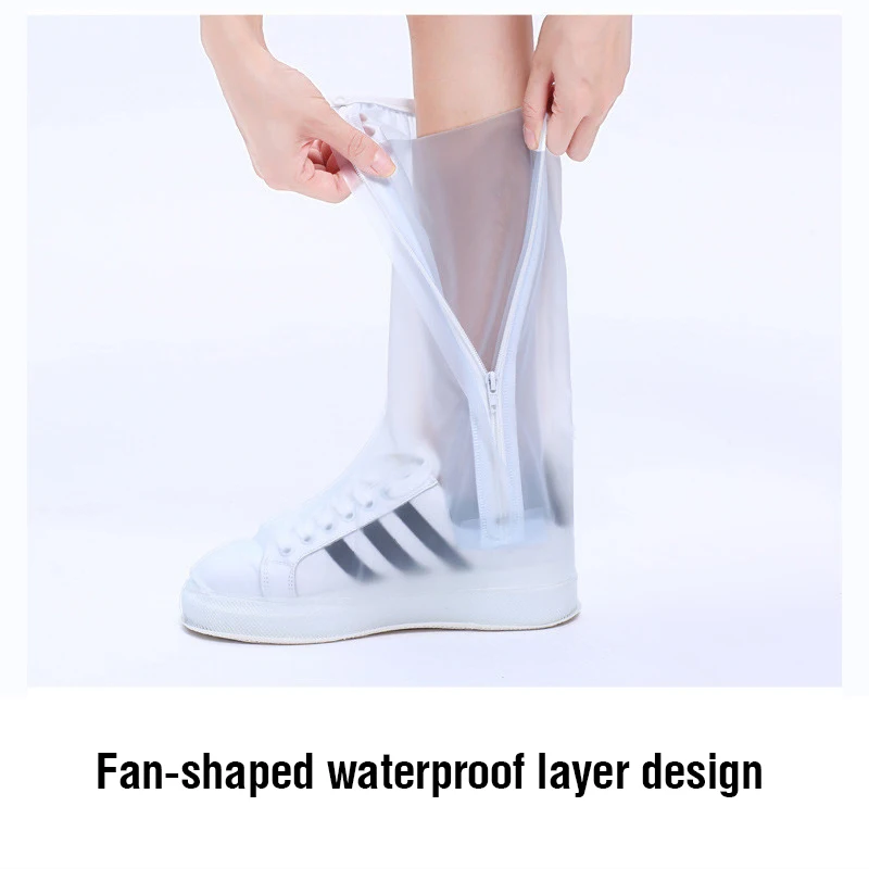 2023 New High Tube Waterproof Shoe Cover Long Length Slip-resistant Zipper Rain Boots Overshoes Waterproof Rainy Days Useful
