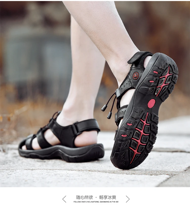 Summer Men Shoes Genuine Leather Men Sandals Outdoor Male Beach Slippers Man Sandals Plus Size 38-48
