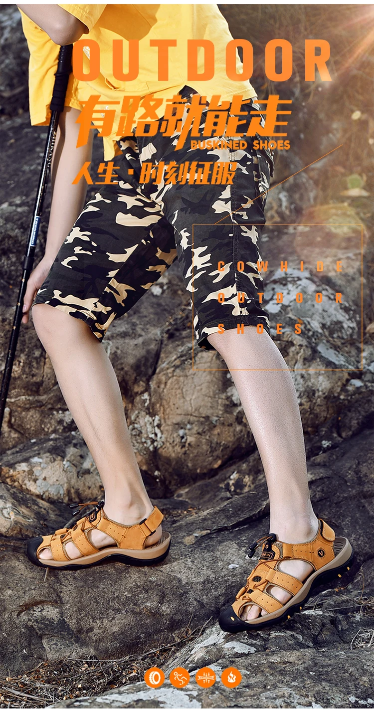 Summer Men Shoes Genuine Leather Men Sandals Outdoor Male Beach Slippers Man Sandals Plus Size 38-48
