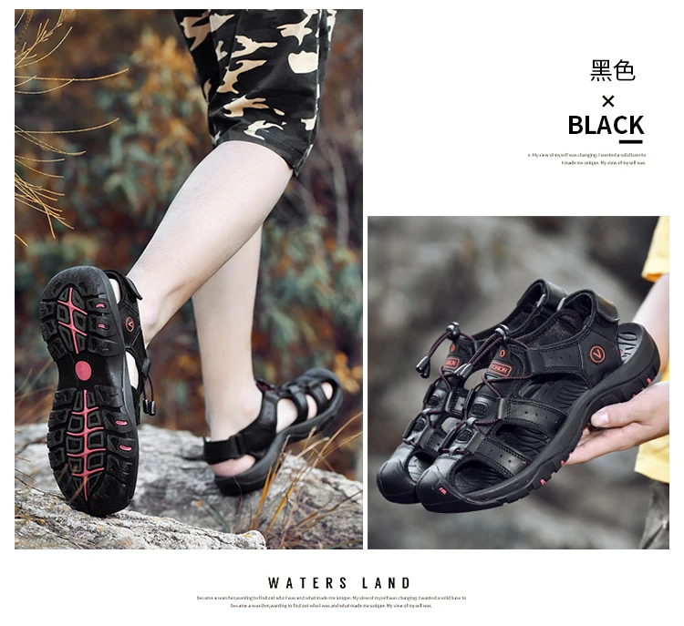 Summer Men Shoes Genuine Leather Men Sandals Outdoor Male Beach Slippers Man Sandals Plus Size 38-48