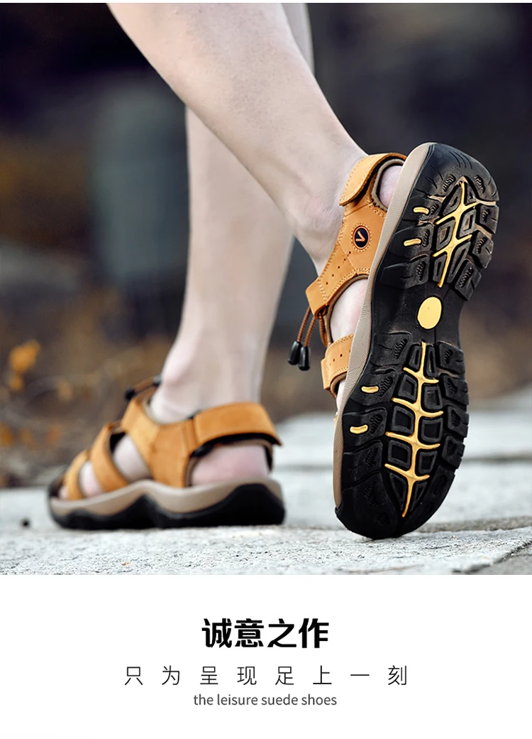 Summer Men Shoes Genuine Leather Men Sandals Outdoor Male Beach Slippers Man Sandals Plus Size 38-48