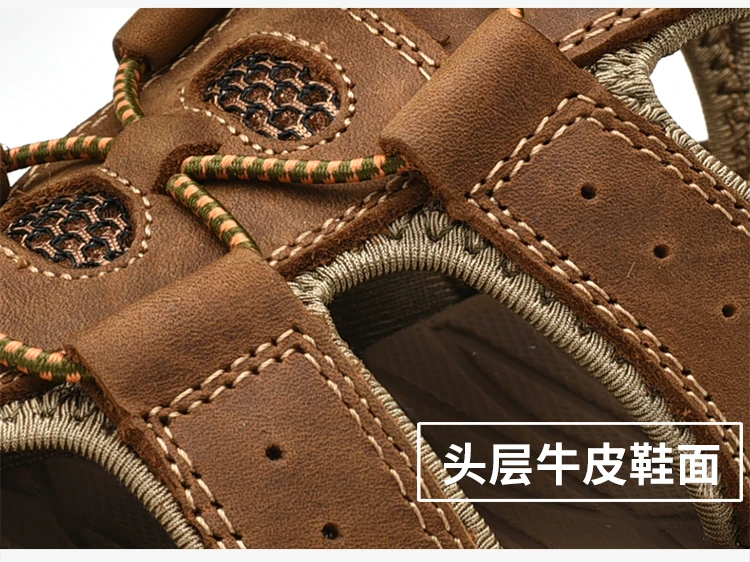 Summer Men Shoes Genuine Leather Men Sandals Outdoor Male Beach Slippers Man Sandals Plus Size 38-48