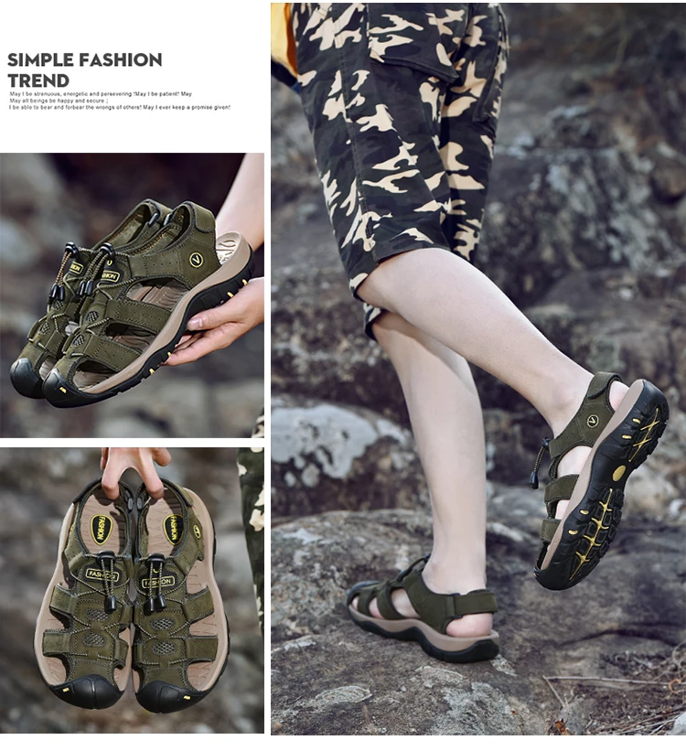 Summer Men Shoes Genuine Leather Men Sandals Outdoor Male Beach Slippers Man Sandals Plus Size 38-48